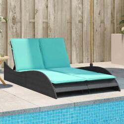 vidaXL Sezlong cu perne, negru, 114x205x73 cm, poliratan GartenMobel Dekor (368295)