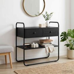 vidaXL Masa de consola Stejar Negru 100 x 40 x 75 cm Lemn prelucrat GartenMobel Dekor (8007551)