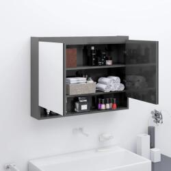 vidaXL Dulap de baie cu oglinda, gri stralucitor, 80x15x60 cm, MDF GartenMobel Dekor (331533)