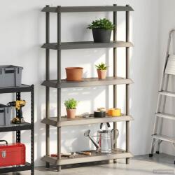 vidaXL Unitate de rafturi 5 niveluri 100 x 40 x 177 cm PP Gri deschis GartenMobel Dekor (8011755) Biblioteca