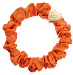 By Eloise London Silk Scrunchie Gold Heart Elastice de păr pentru femei culoare Orange Peel