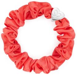 By Eloise London Silver Heart Silk Scrunchie culoare Neon Peach