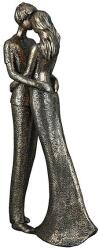  Gyönyörű kovácsolt hatású romantikus ölelkező páros szobor bronz színben 30cm (37071 / A)