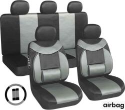 Autolife 11 részes üléshuzat szett Deréktámasz + Légzsák kompatibilis - fekete-szürke AG28505BG PLUS (UL-AG28505BG) - aruhaz