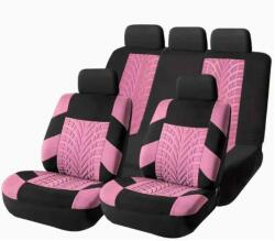 Autolife AD9521P 9 részes, 2 helyen osztható univerzális üléshuzat szett - Légzsákos - pink-fekete (01358)