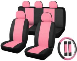 Autolife 01563 11 részes üléshuzat szett Pink-Fekete, 2 helyen osztható - Légzsákos univerzális üléshuzat szett (01563)