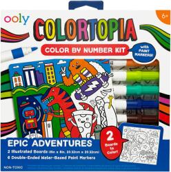 OOLY Set creativ de pictură după numere cu markere Colortopia - Aventuri Epice (Set de 6 culori duble) (161-134)