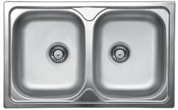 Evido Typon 8 Compact rozsdamentes acél mosogató, kétmedencés, natúr, 1/2'' lefolyó garnitúra (TYPON 8 COMPACT)