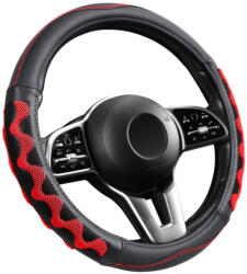 Autolife Műbőr kormányvédő 38cm fekete-piros 203-7BR A00177 (00177) - olaj