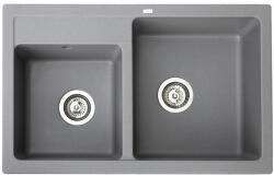 Metalac Quadro Plus 2D Metalac 372989 Gránit Mosogatótálca - Extra mély, Kétmedencés, Grafit (372989) - muszakishop