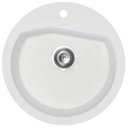 Metalac Vesta Metalac 188616 Gránit Mosogatótálca - Extra mély, Egymedencés, Kerek, Fehér (188616) - muszakishop
