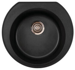 Metalac Omega Metalac 177009 Gránit Mosogatótálca - Extra mély, Egymedencés, Kerek, Szemcsés Fekete (177009) - muszakishop