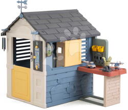 Smoby Căsuță stație meteo cu atelier de lucru 4 Seasons Playhouse Smoby cu carillon, anemometru și pluviometru cu filtru UV, de la 24 luni (SM810311-W) Casuta pentru copii