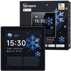 SONOFF NSPanel Pro Gen2 Smart Home Control Panel - vezérlő panel két áramkörös kapcsolóval, Wi-Fi, Zigbee, Matter, Bluetooth, fekete (NSPanel86PB-Relay) (NSPanel86PB-Relay)
