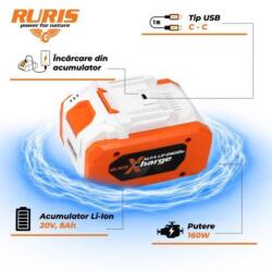 RURIS Acumulator Ruris Alfa UP 2800e X - Charge 20 V, 8Ah incarcare USB-C (28000RUR26A) (28000RUR26A)