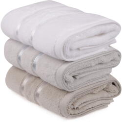  L' essential Maison Hand Towel Set (3 Pieces) White Light Blue Light Brown Dolce - White, Light Blue, Light Brown