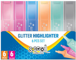 S-COOL Text markere cu sclipici, 6 cul/set - S-COOL (SC2579)