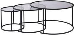 Hanah Home Coffee Table Set Black Grey Aurum - 80, 60, 42 - Fekete, Szürke