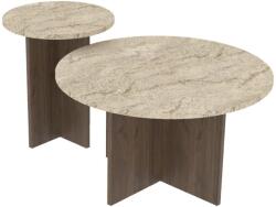 Hanah Home Coffee Table Set Travertine Walnut Private - Travertine, Walnut