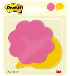 POST-IT Bloc de notițe autoadezive Post-it în formă de flori și baloane de dialog, 2 x 30 de foi, 72, 5 x 72, 5 mm, cod 7100236593 (7100236593)