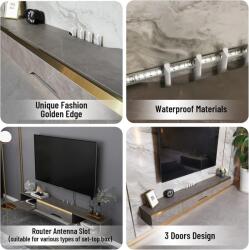  Fali TV-szekrény fából, 3 ajtóval, 120 cm - faliallo tv állvány, tv szekrény 120 cm, fa fali szekrény, 3 ajtós szekrény, vízálló rétegelt lemez, modern nappali bútor, konzol és dekóder szekrény