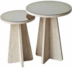 Hanah Home Side Table Set Travertine Bronze Luna - Travertine