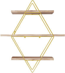  Hanah Home Wall Shelf Gold Brown Prizma Raf, Büyük Boy Salon Tipi