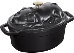 Staub Oală de gătit ovală cu capac pentru oală în formă de porcușor, negru V 1, 0 l Staub (ST1121725)