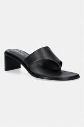Calvin Klein șlapi pentru femei, din piele BLOCK HEEL SNDL THONG LTH PPY2-OBD0FK_99X