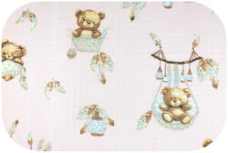 Bergon Színes mintás textil pelenka 70x80 cm-Rózsa Maci a kosárban