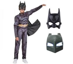 DEPOX Set costum carnaval cu muschi, masca 22 cm x 15 cm si masca Batman, PVC cu LED-uri pentru copii DEPOX®, 5-7 ani, gri (1298) Costum bal mascat copii