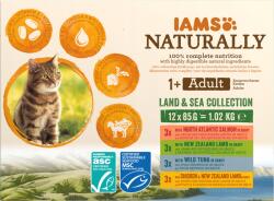 Iams Naturally Adult Cat Land & Sea Collection ízkeverék macskáknak 12x85 g