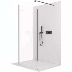 Cerano - Zuhanykabin Onyx Corner Round B/J - 8 mm - kerek tartó - matt fekete, átlátszó üveg - 90x130x200 cm (CER-670112)