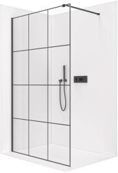 Cerano - Zuhanykabin Onyx Cube bal/jobb - 8 mm - négyzet alakú tartó - matt fekete, ipari üveg - 160x200 cm (CER-8050BD483)