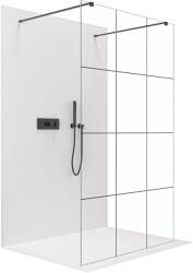 Cerano - Zuhanykabin Onyx Duo bal/jobb - 8 mm - négyzet alakú tartó - matt fekete, ipari üveg - 100x200 cm (CER-8050BD2081)