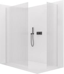 Cerano - Walk-in Crystal TL/P zuhanyfal - 8 mm - merevítő nélküli rendszer - matt fekete, rovátkolt üveg - 130x70x200 cm (CER-8050BD5133)