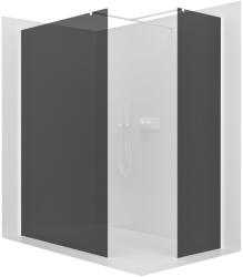 Cerano - Zuhanykabin Onyx TL/P - 8 mm - négyzet alakú tartó - matt fehér, grafitüveg - 80x70x200 cm (CER-8050BD3189)