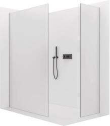 Cerano - Walk-in Crystal TL/P zuhanyfal - 8 mm - merevítő nélküli rendszer - matt fekete, opálüveg - 100x80x200 cm (CER-8050BD5075)