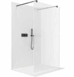Cerano - Zuhanykabin Onyx Duo bal/jobb - 8 mm - kerek tartó - matt fekete, rovátkolt üveg - 70x200 cm (CER-8050BD2250)