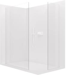 Cerano - Walk-in Crystal TL/P zuhanyfal - 8 mm - merevítő nélküli rendszer - matt fehér, átlátszó üveg - 140x110x200 cm (CER-8050BD5312)