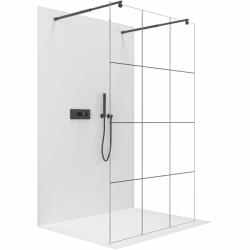 Cerano - Zuhanykabin Onyx Duo bal/jobb - 8 mm - kerek tartó - matt fekete, ipari üveg - 140x200 cm (CER-8050BD2421)