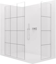 Cerano - Walk-in Crystal TL/P zuhanyfal - 8 mm - merevítő nélküli rendszer - króm, ipari üveg - 110x100x200 cm (CER-8050BD4855)