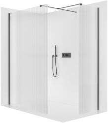 Cerano - Zuhanykabin Onyx TL/P - 8 mm - négyzet alakú tartó - matt fekete, rovátkolt üveg - 150x130x200 cm (CER-8050BD3020)
