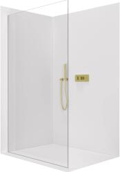 Cerano - Walk-in Crystal bal/jobb zuhanykabin - 8 mm - merevítő nélküli rendszer - arany, átlátszó üveg - 100x200 cm (CER-8050BD6647)
