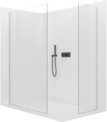 Cerano - Walk-in Crystal TL/P zuhanyfal - 8 mm - merevítő nélküli rendszer - matt fekete, átlátszó üveg - 110x90x200 cm (CER-8050BD4990)