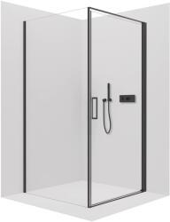 Cerano - Zuhanykabin Porte B/J - 8 mm - matt fekete, átlátszó üveg - 100x90x195 cm - forgatható (CER-413591)