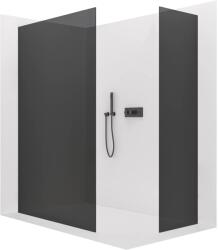 Cerano - Walk-in Crystal TL/P zuhanyfal - 8 mm - merevítő nélküli rendszer - matt fekete, grafitüveg - 100x50x200 cm (CER-8050BD4922)