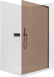 Cerano - Zuhanykabin Onyx B-jobb oldali merevítővel - 8 mm - matt fekete, bronz üveg - 50x200 cm (CER-688063)