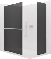 Cerano - Walk-in Crystal TL/P zuhanyfal - 8 mm - merevítő nélküli rendszer + törölközőtartó polc/tartó - króm, grafitüveg - 110x90x200 cm (CER-8050BD6304)