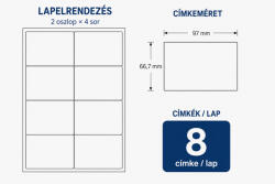 MOS Öntapadós etikett címke 97X67, 7 mm A4 íven univerzális 8 db/ív, 800 db/csomag